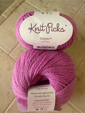 Knit Picks Palette Fingering Weight Wool Yarn - Lady Slipper Pink